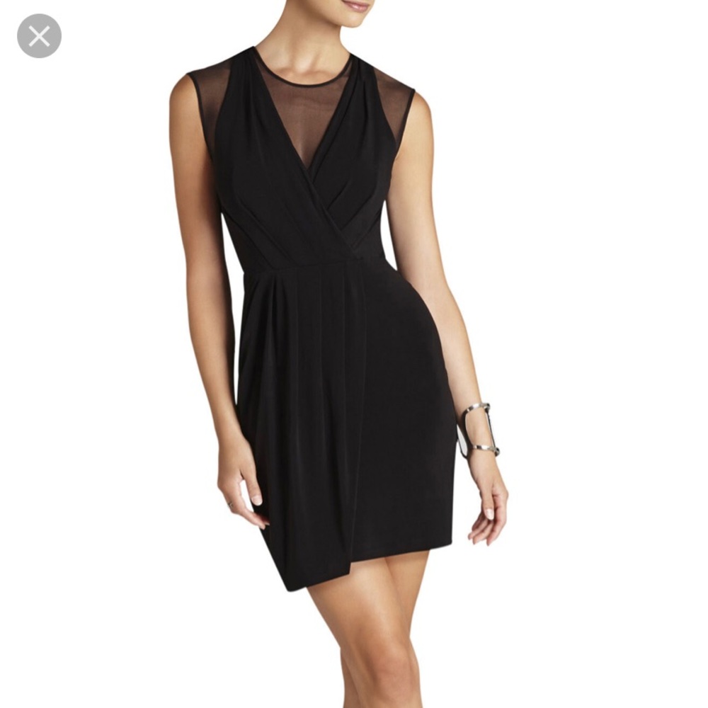 BCBGMAXAZRIA....Brenna Sheer Inset-Ruched Dress